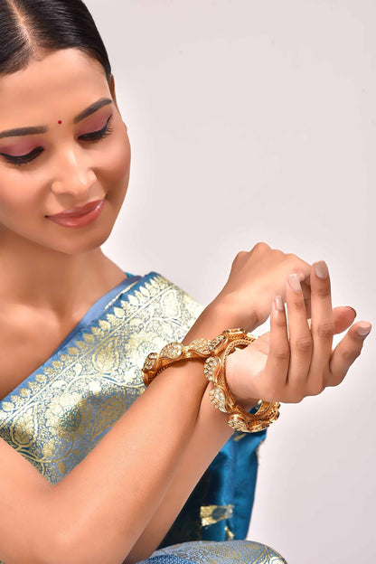 Paisley Pattern Embellished Kada - Set of 2 