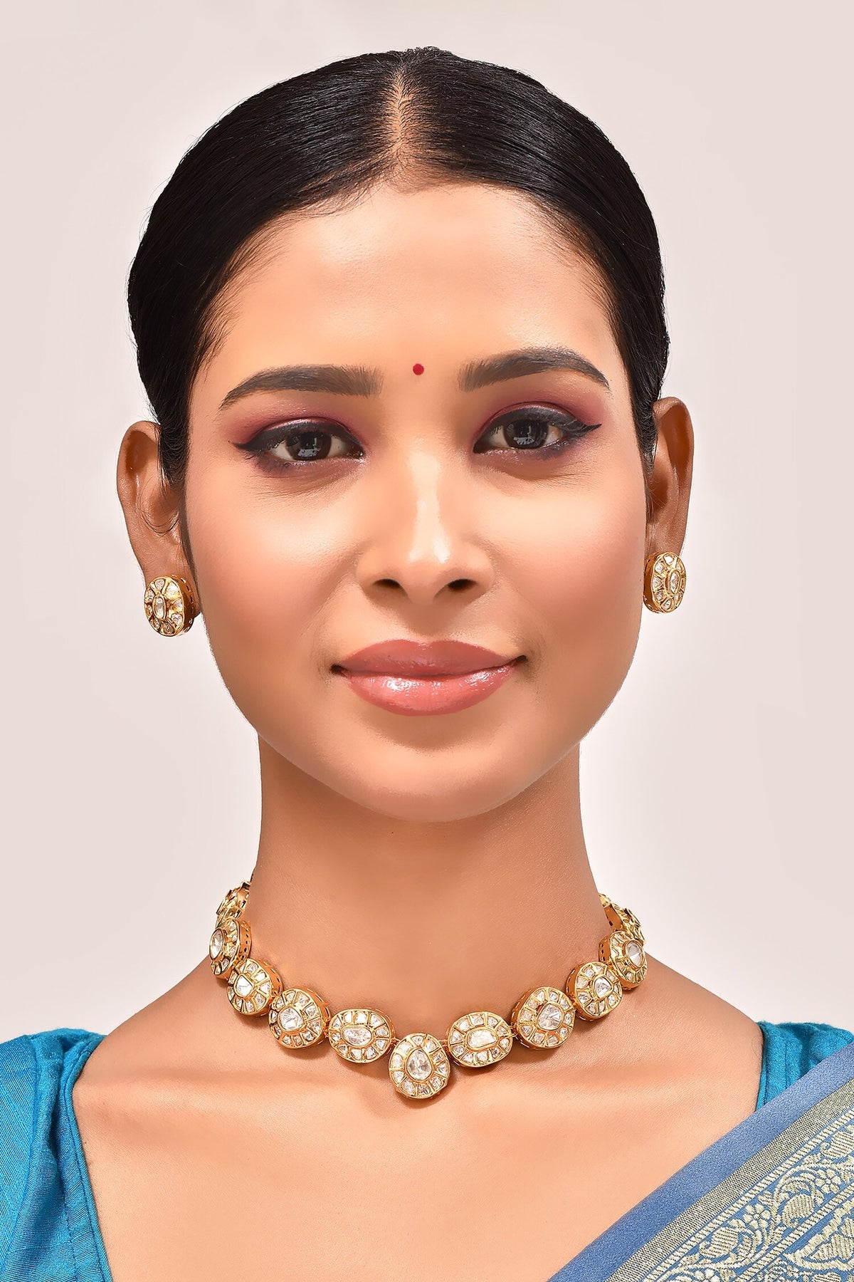 Kundan Stone Embellished Necklace Set 