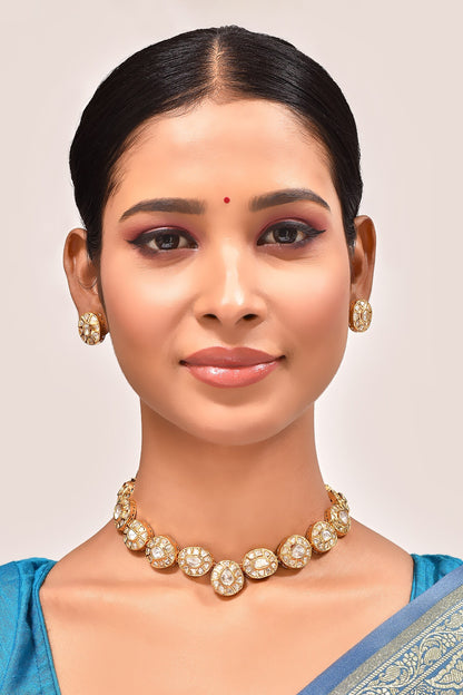 Kundan Stone Embellished Necklace Set 