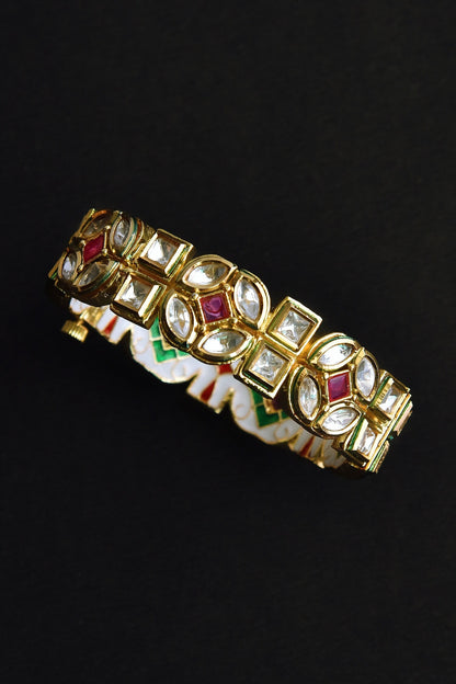 Floral Geometric Pattern Kundan Embellished Kada 