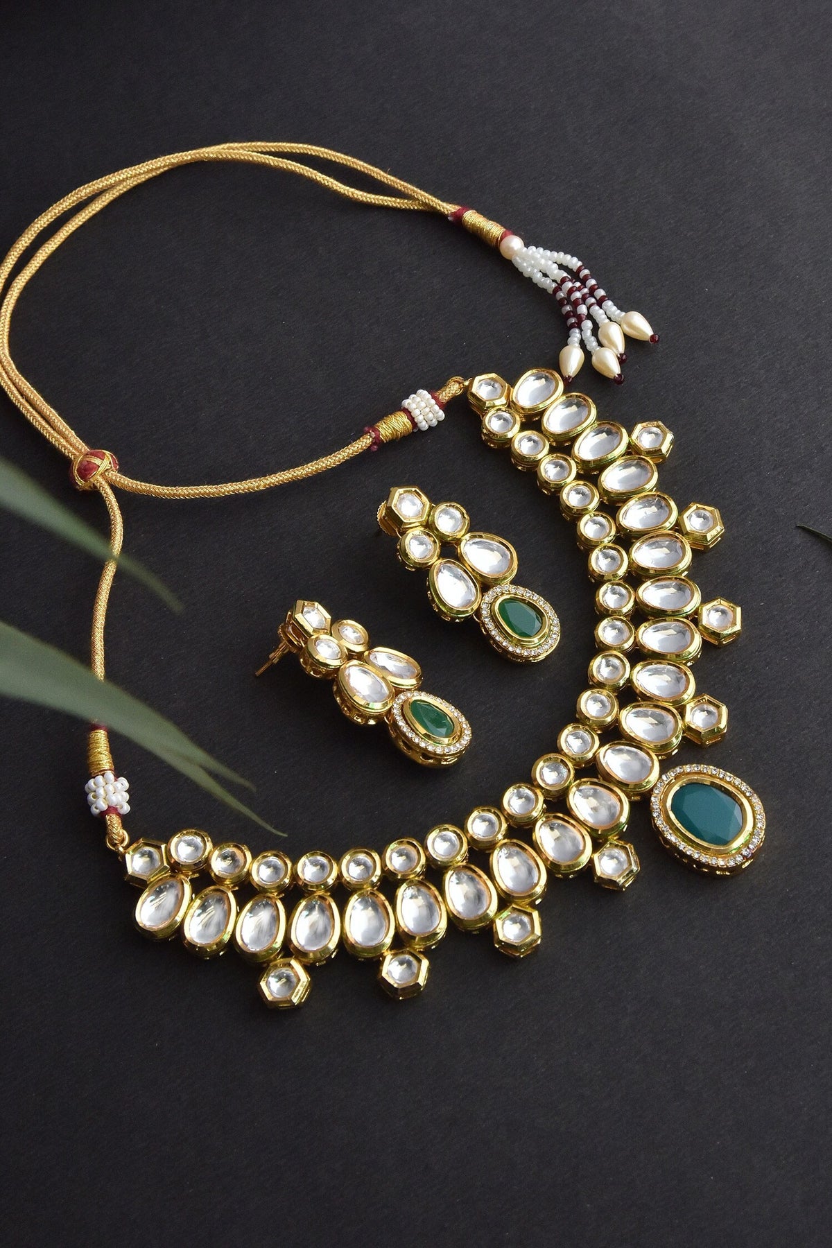 Kundan & Stone Embellished Necklace Set 