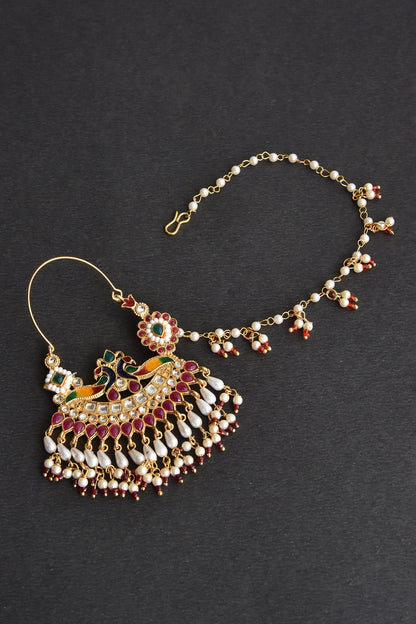 Handmade Peacock Motif Nose Ring 