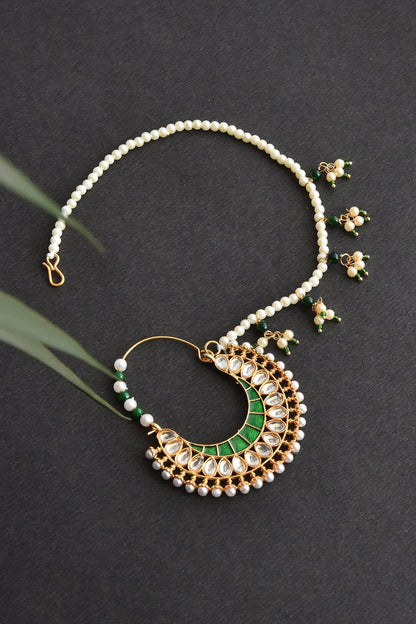 Kundan & Pearl Embellished Nath 
