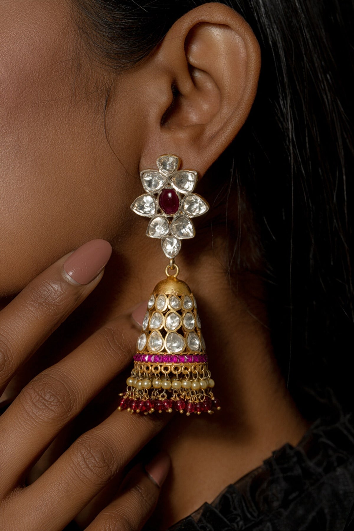 Polki Embellished Jhumkas 