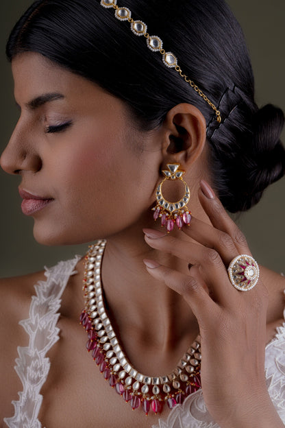 Bead Drop Embellished Necklace Set 