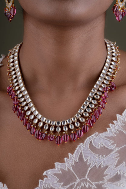 Bead Drop Embellished Necklace Set 