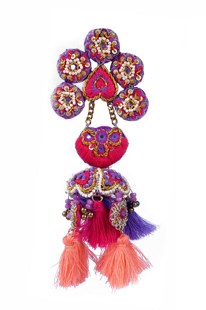Floral Hand Embroidered Dangler Earrings 