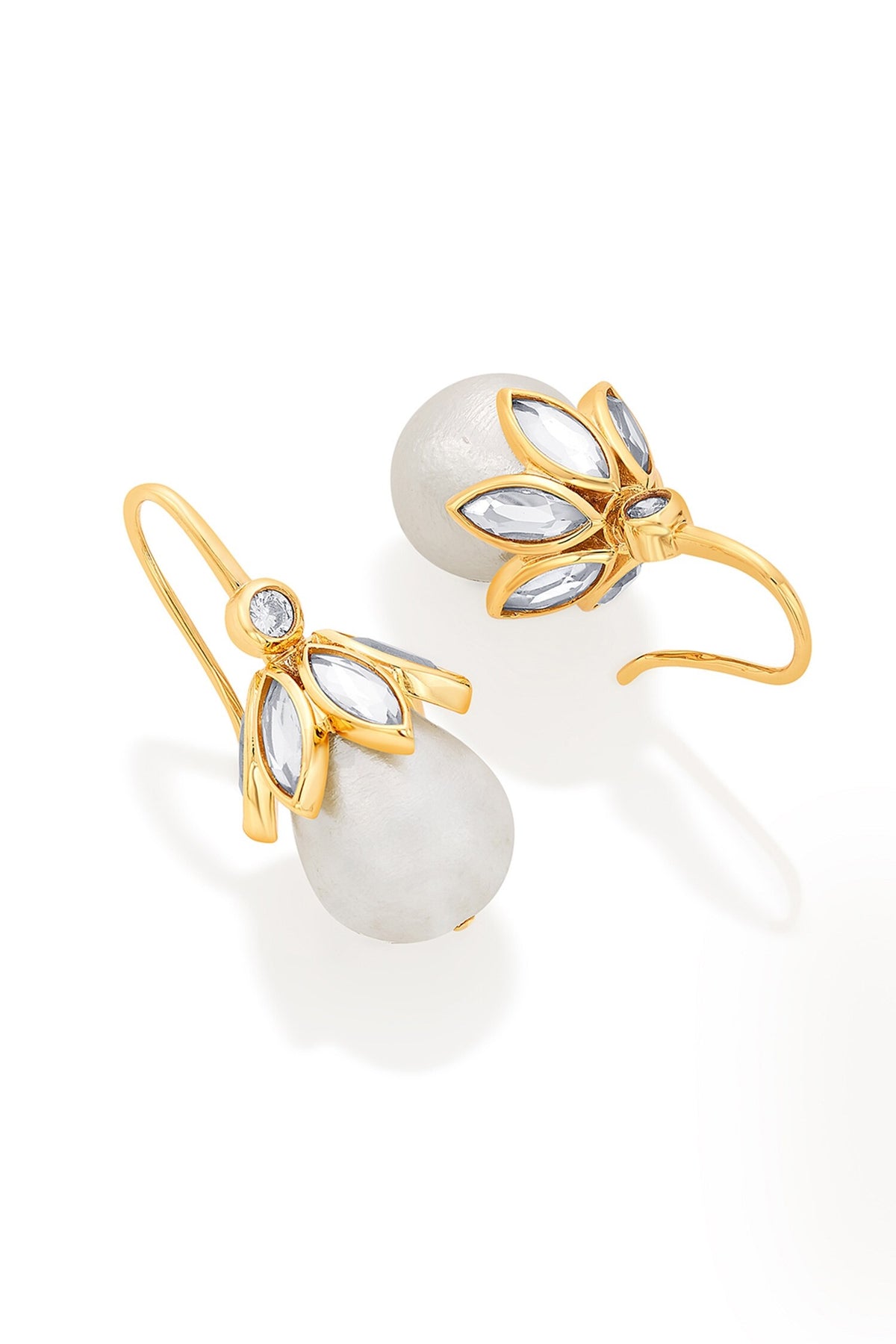 Marquise Mirror Pearl Drop Earrings 
