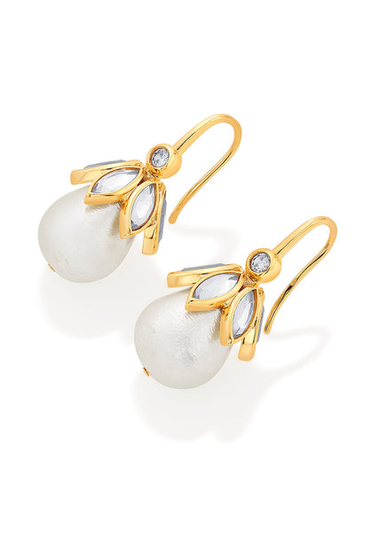 Marquise Mirror Pearl Drop Earrings 