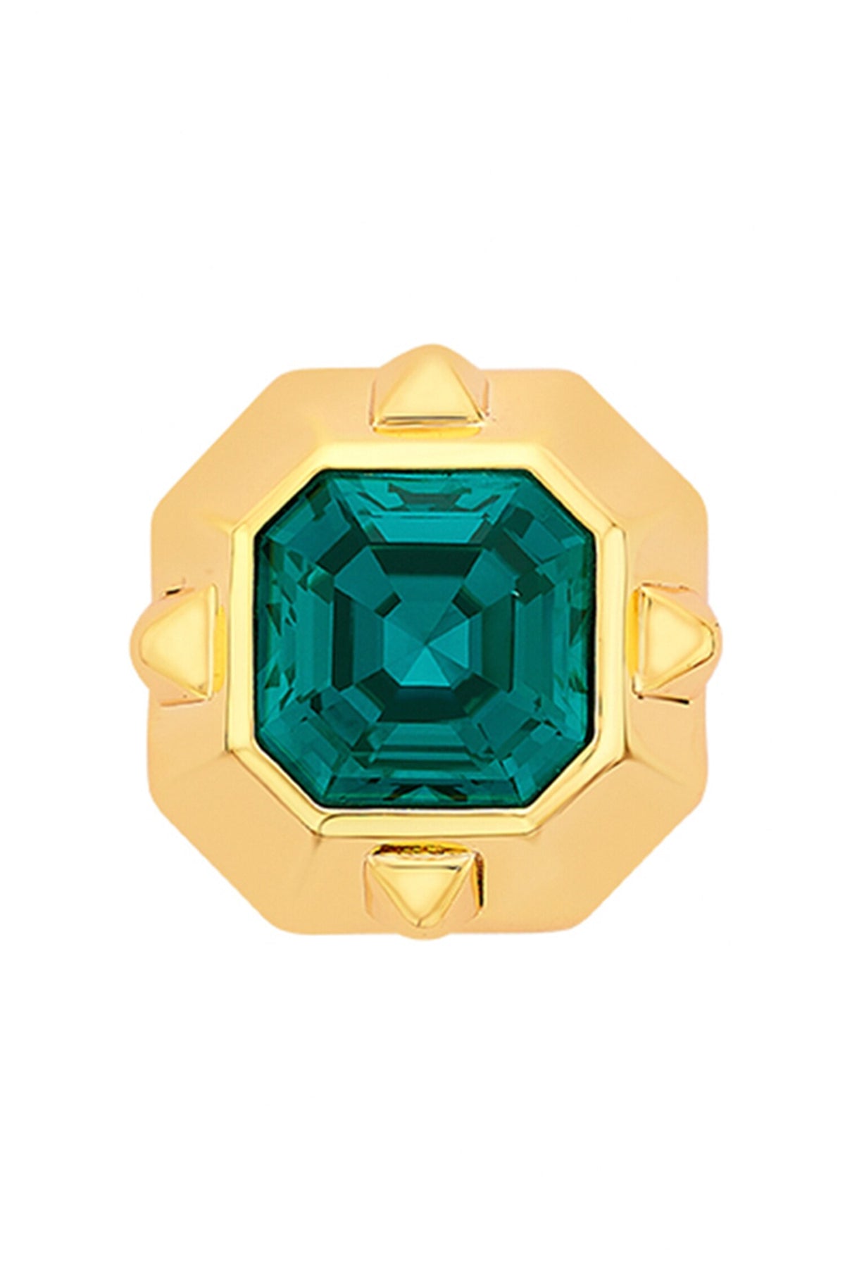 Emerald Metal Stud Earrings 