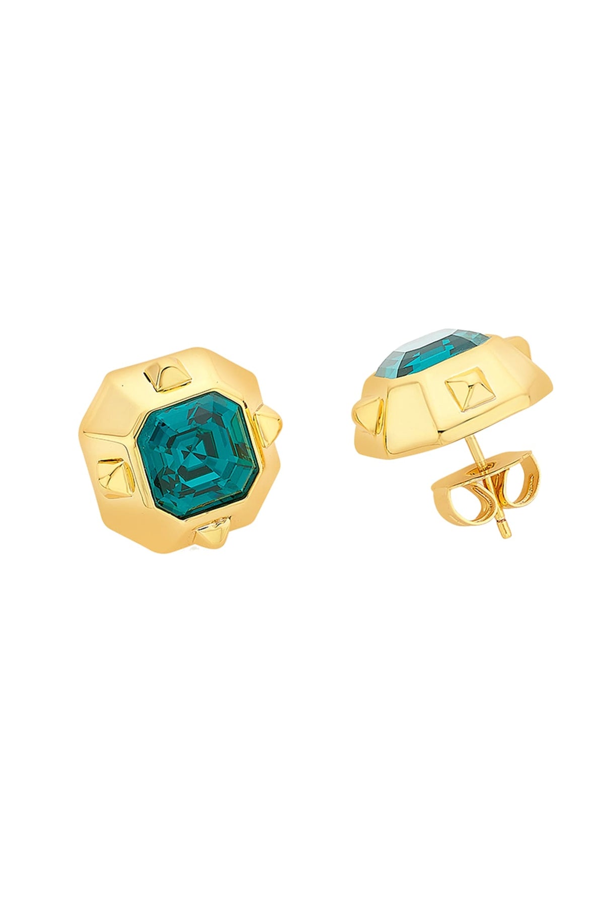 Emerald Metal Stud Earrings 
