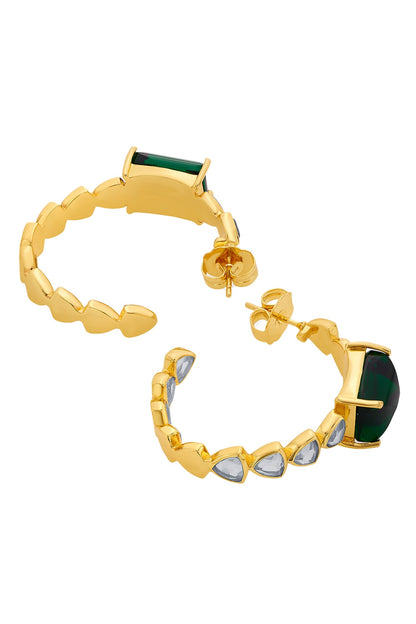 Ruhaniyat Hydro Emerald & Mirror Hoops 