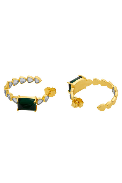 Ruhaniyat Hydro Emerald & Mirror Hoops 