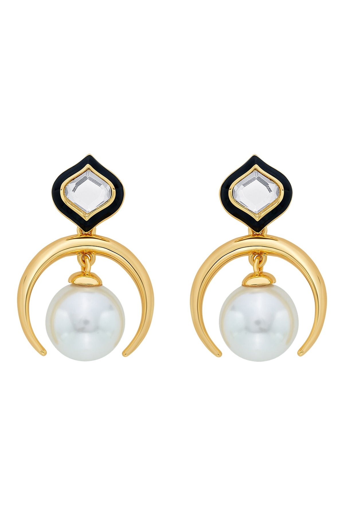 Amina Half Moon Pearl Earrings 