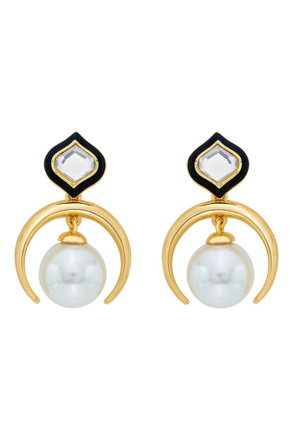 Amina Half Moon Pearl Earrings 