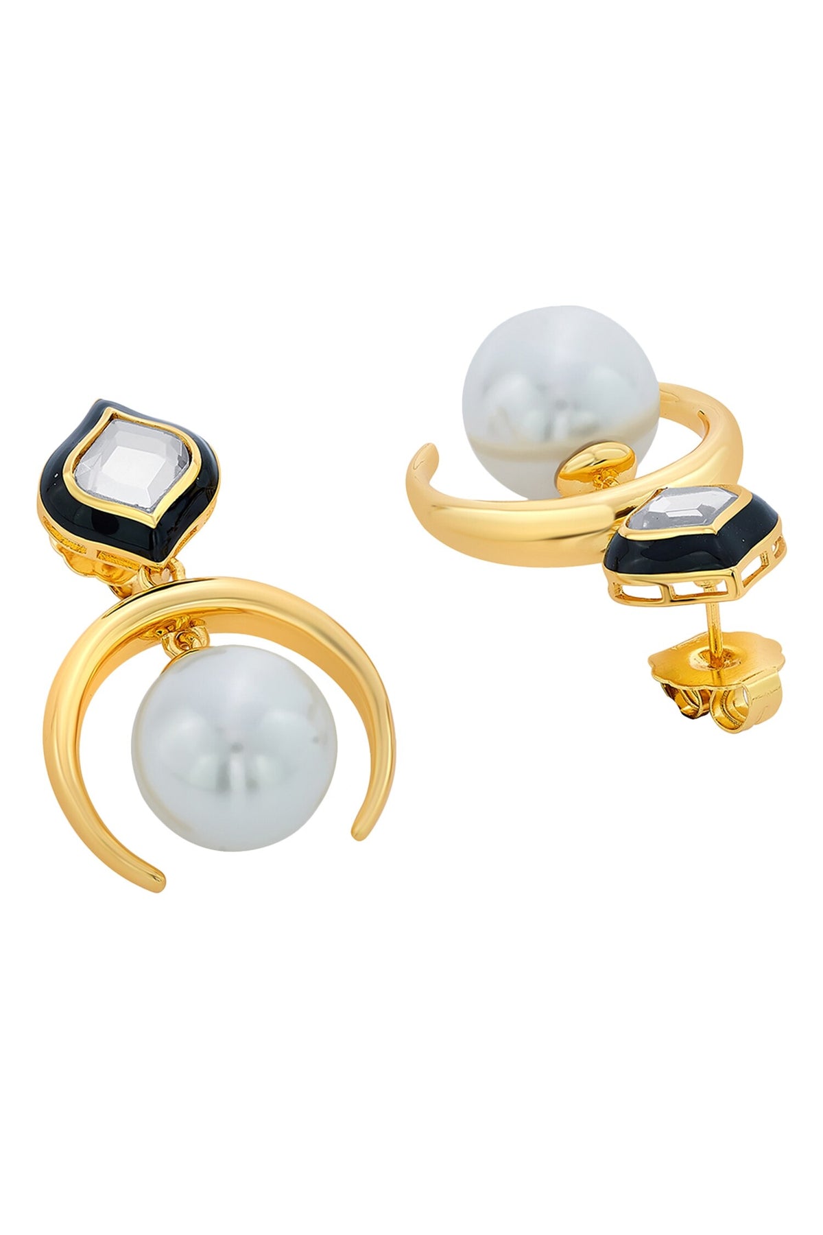 Amina Half Moon Pearl Earrings 