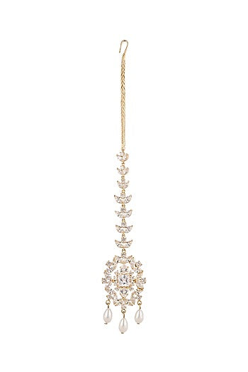 Gold Plated Cz Stone Maang Tikka