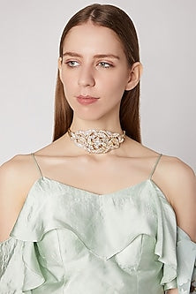 Gold Plated Pearl Choker Necklace