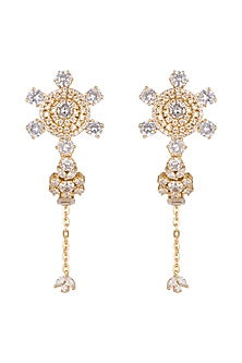 Gold Plated Cz Stone Hoop Earrings