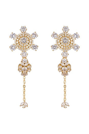 Gold Plated Cz Stone Hoop Earrings