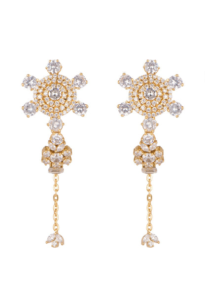 Gold Plated Cz Stone Hoop Earrings