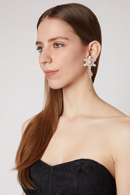 Gold Plated Cz Stone Hoop Earrings