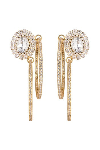 Gold Finish Cz Hoop Earrings