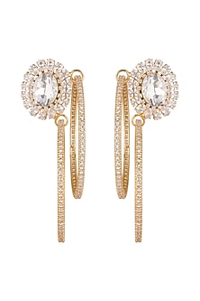 Gold Finish Cz Hoop Earrings