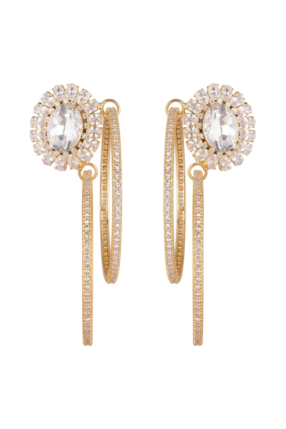 Gold Finish Cz Hoop Earrings