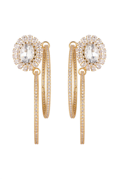 Gold Finish Cz Hoop Earrings