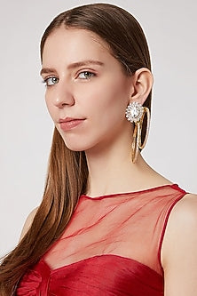 Gold Finish Cz Hoop Earrings