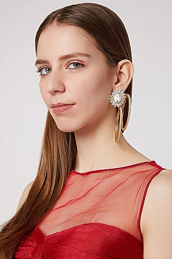 Gold Finish Cz Hoop Earrings