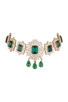 Gold Finish Cz Choker Necklace