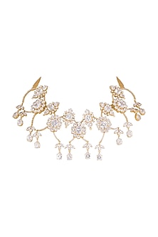 Gold Finish Choker Necklace With Cz Stones