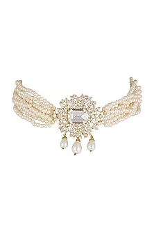 Gold Finish Cz Choker Necklace