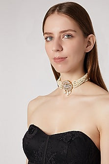 Gold Finish Cz Choker Necklace