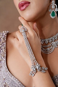 White Finish Swarovski Zirconia Hand Harness