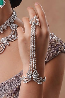 White Finish Swarovski Zirconia Hand Harness