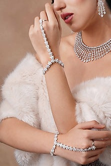 White Finish Swarovski Zirconia Hand Harness