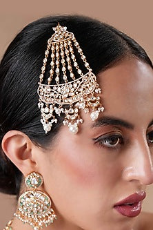 Gold Finish Kundan Polki & Pearl Pasa