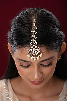 Gold Finish Kundan Polki Maangtikka
