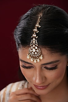 Gold Finish Kundan Polki Maangtikka