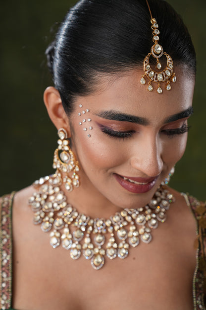 Gold Finish Kundan Polki Maangtikka