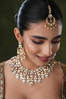 Gold Finish Kundan Polki Maangtikka