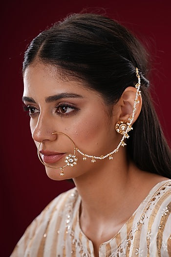 Gold Finish Kundan Polki Nath