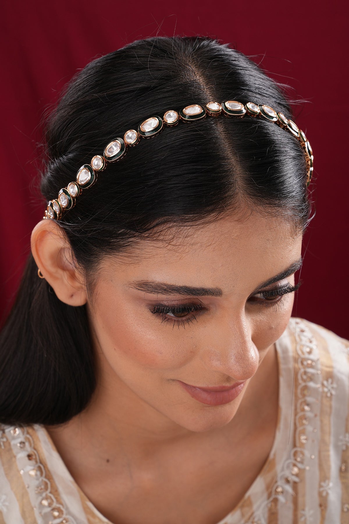 Gold Finish Kundan Polki Sheeshpatti