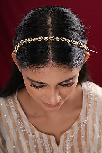 Gold Finish Kundan Polki Sheeshpatti