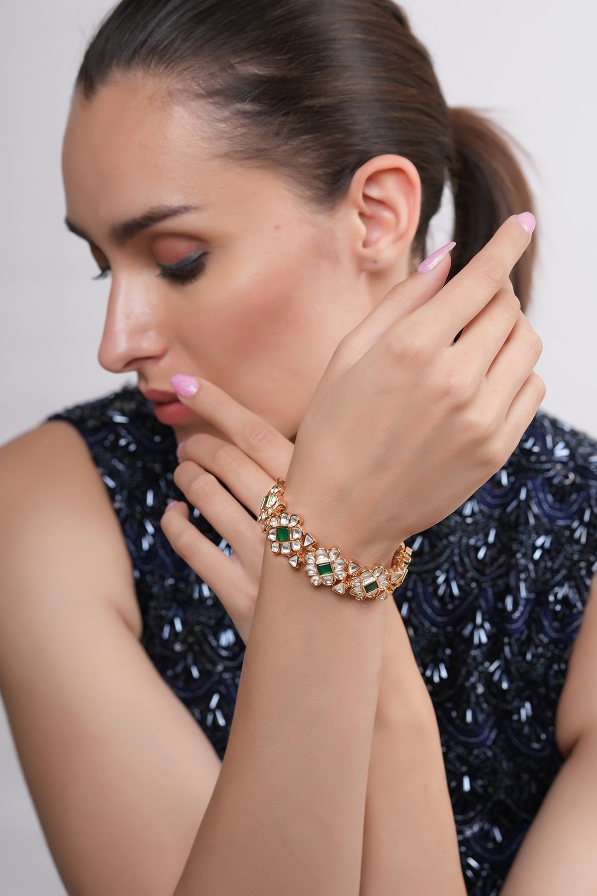 Gold Plated Emerald Bangle
