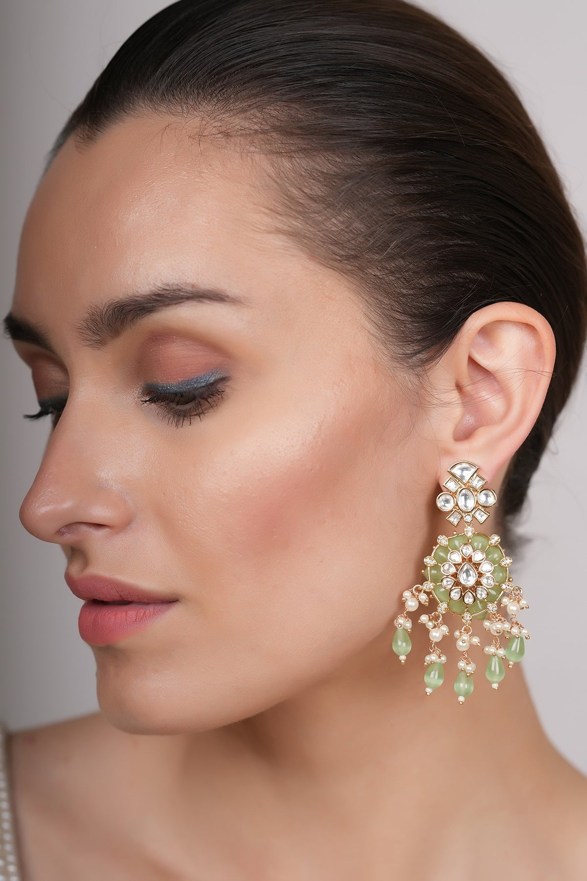 Gold Plated Kundan Polki Dangler Earrings