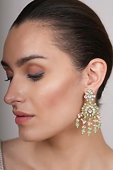 Gold Plated Kundan Polki Dangler Earrings